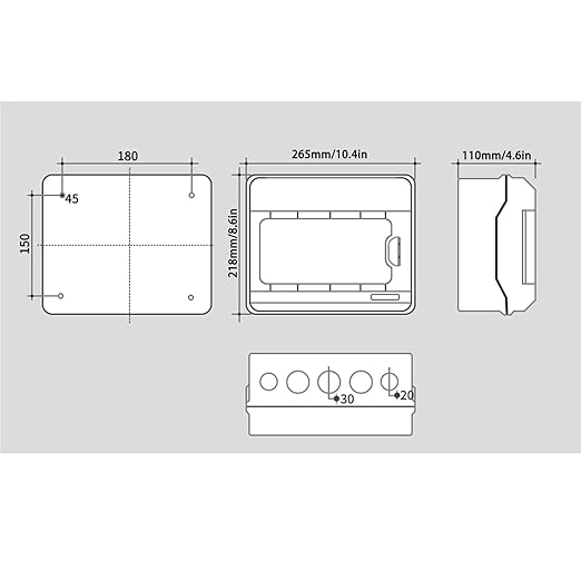 Waterproof 12 Way Breaker Box IP66 PC/ABS Alloy Plastic Power Distribution Box Enclosure with Clear Cover, Bus Bars and DIN Rail