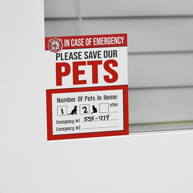 IT'S A SKIN Pet Rescue Sticker - Fire Safety - Emergency Pet Window Decal - Dog Cat 4x5 Durable Laminate 4 Pack