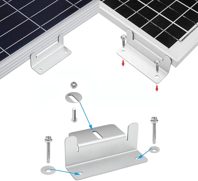 Solar Panel Mounting Brackets Z Bracket, with Nuts and Bolts,Suitable for 50W to 150W Solar Panels on RV,Boats,Motorhome, Cabins, Sheds, Garages,Off Grid, Stainless Steel, 2 Units (8PCS)