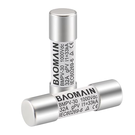 Baomain 10-Pack gPV Solar PV Fuse 32A 1000V DC, 10x38mm, 33kA Breaking Capacity, CE Listed for Photovoltaic Systems, Combiner Boxes (32 Amp.)