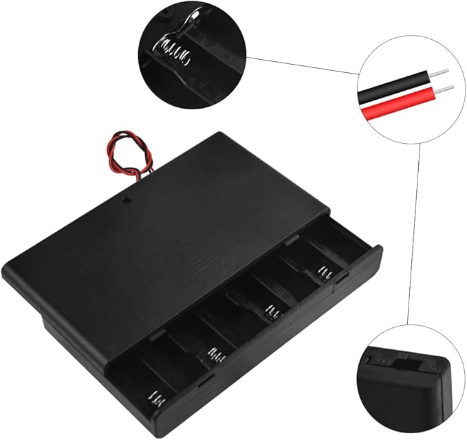 WMYCONGCONG 5 PCS 8 x 1.5V 12V AA Battery Holder Case Box with ON/Off Switch and Leads Wire for Arduino RC LED Strips