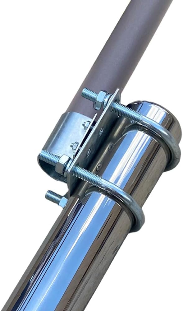 Antenna Mast Pipe Mount Works with Starlink Pipe Adapter and FlagPole Mounting kit,Universal Antenna Steel Pole Mount V-Clamp Bracket Roof Pole Mounting Base