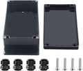 Project Box ABS Black Electrical Boxes IP67 Outdoor Waterproof Junction Box Electronic with Mounting Ears Includes Cable Glands for DIY Project 7.9 x 4.7 x 3 inch (200x120x75mm)