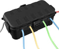 QUOBAS Outdoor Waterproof Electrical Box with 6 Cable Ports, IP54 Weatherproof Heavy-Duty Extension Cord Cover for Power Strips, Garden Power Tools, Holiday Lights, Black