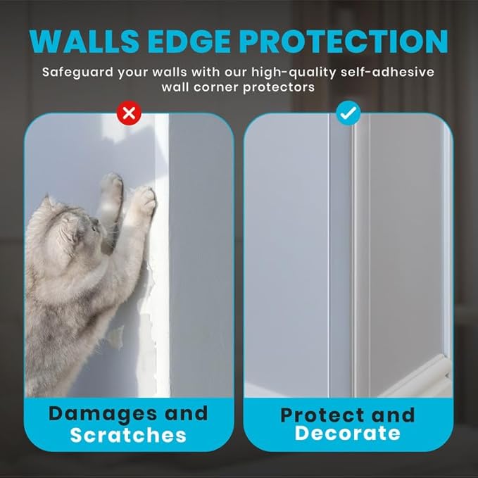 Proflex Wall Corner Protector - Clear 1-1/2 inch x 60 inch - Pack of 6 - Self Adhesive Corner Guards for Walls Edge Protection – Easy to Apply – No Tools Needed