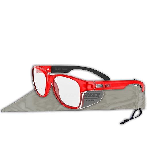 MAGID Y50 Safety Glasses, ANSI Z87.1, Anti-Fog UV Protection, Clear Lens, Side Shields, Red Frame, 48 Pairs, Y50RDAFC