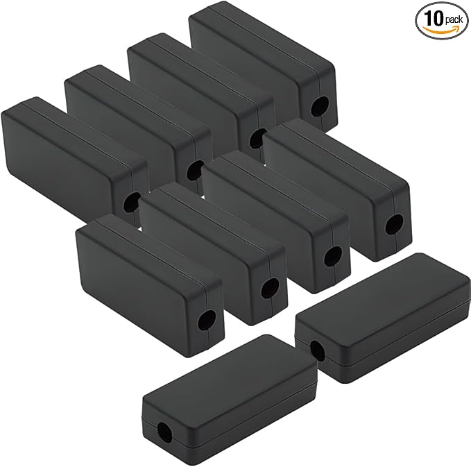 LeMotech Project Box 10 Pieces ABS Plastic Electrical Project Case Small Junction Box for Electronics Black 2.4 x 1.0 x 0.6 inch (60 x 26 x 16 mm)
