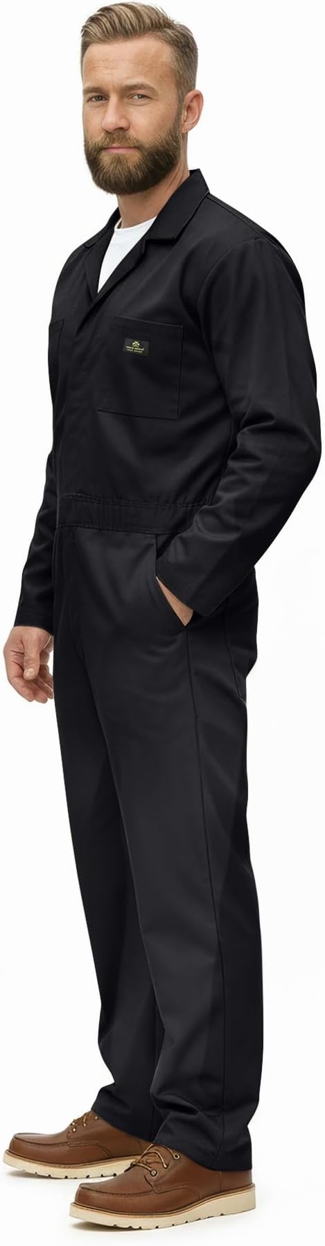 Natural Uniforms Mens Long Sleeve Zip Up Twill Coverall, Stain and Wrinkle Resistant