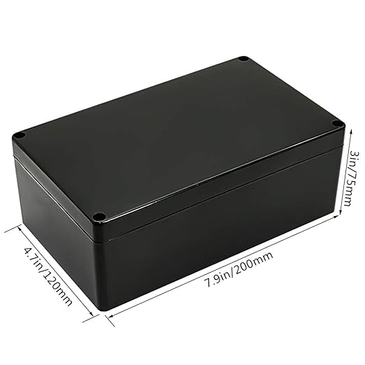 LeMotech Project Box ABS Plastic IP65 Waterproof Dustproof Electrical Junction Box Outdoor Enclosure for Electronics Black 7.87 x 4.72 x 2.95 inch (200 x 120 x 75 mm)(Pack of 2)