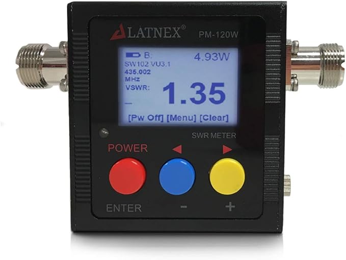 PM-120W Digital VHF UHF 125-525Mhz Power SWR Meter and Frequency Counter - HF RF Meter HAM Two-Way Radio SO239 Connector