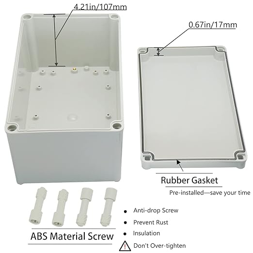 Zulkit Junction Box ABS Plastic Dustproof Waterproof IP67 Junction Boxes Universal Electrical Project Enclosure DIY Electronic Project Box Grey 9.84 x 5.91 x 5.12 inch (250 x 150 x 130mm)