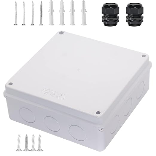 Junction Box, Zulkit Project Box with Reserved Holes IP65 Waterproof Dustproof Electrical Box ABS Plastic Project Enclosure White 7.9 x 7.9 x 3.1 Inch