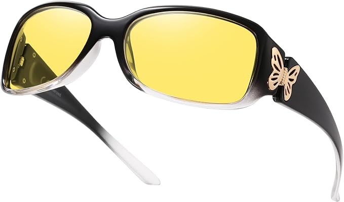 HAOLOTA Night Vision Driving Glasses Women Anti Glare Polarized, Wrap Around Nighttime Safety Glasses UV Protection