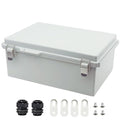 Zulkit Junction Box ABS Plastic Dustproof Waterproof IP67 Electrical Boxes Hinged Shell Outdoor Universal Project Enclosure Grey, Stainless Steel Buckles 15 x 11 x 5.1 Inch