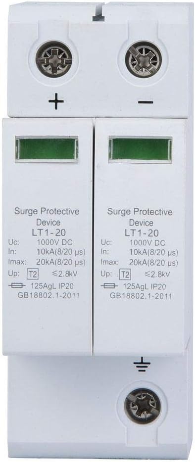 Surge Protection Arrester Device, 2P DC Photovoltaic Lighting Protector Low-Voltage Arrester Whole House Surge Protector for Home and Commercial Lighting Protection, 2P Guide Rail Mounting(2P40KA)