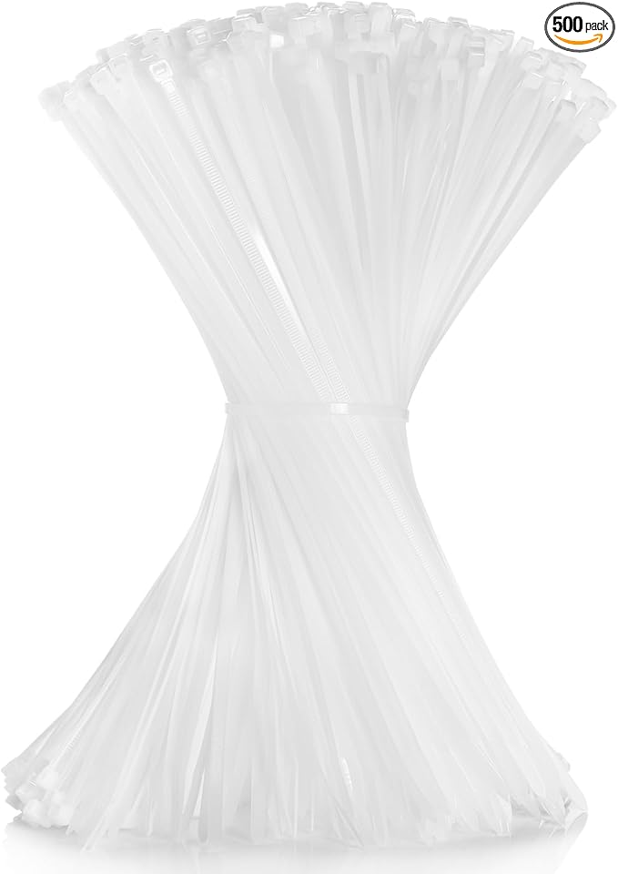 Cable Zip Ties 12 inch Cehony 500 Pack White Zip Ties Heavy Duty 50lbs Tensile Strength Plastic Zip Ties for Outdoor and Indoor Multi-Purpose Cable Ties Self-Locking UV Resistant Wire Ties Wraps