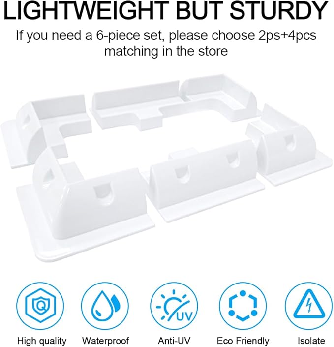 2-Pack White PC No-Drill Solar Panel Corner Mounting Brackets, RV Boat Van Roof Installation Kit, Heavy-Duty UV Resistant & Waterproof for Trailers Yachts