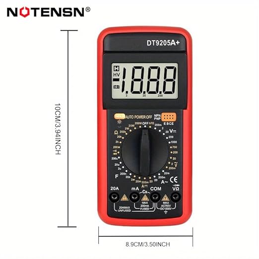 DT9205A+ Digital Multimeter, 1000V True RMS Auto-Ranging Voltmeter, Professional Electrician Tools with Temperature/Diode/Continuity Test, Anti-Burn & Full Protection for Home/Car/Industrial Use