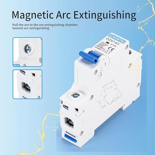MCB C10 10A Miniature 1 Pole Circuit Breaker 2 Pack with DIN Rail Mount, 120V/240V AC Protection for Solar Panels, RV Power Center, Home Electrical Systems