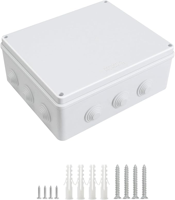 LeMotech ABS Plastic Dustproof Waterproof IP65 Junction Box Universal Electrical Project Enclosure White 11.8 x 9.8 x 4.7 inch (300 x 250 x 120 mm)