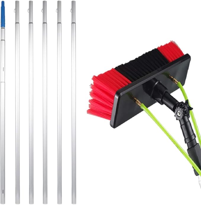 Water Fed Pole Kit, Adjustable Window and Solar Cleaning Pole Brush Head with 8m Extension Pole Cleaning Brush Outdoor Window Glass Solar Panel Spray Washer Washing Equipment