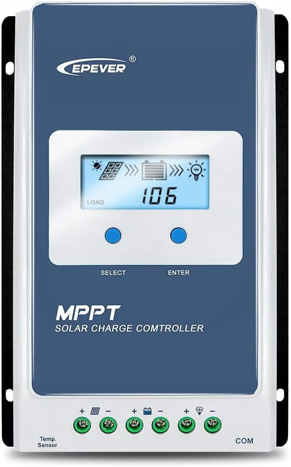 EPEVER 30A Solar Charge Controller MPPT Solar Panel Charge Controller 12V / 24V Auto Working Max PV 100V Solar Charge Battery Regulator with LCD Display for Gel Flooded Sealed Lithium Batteries