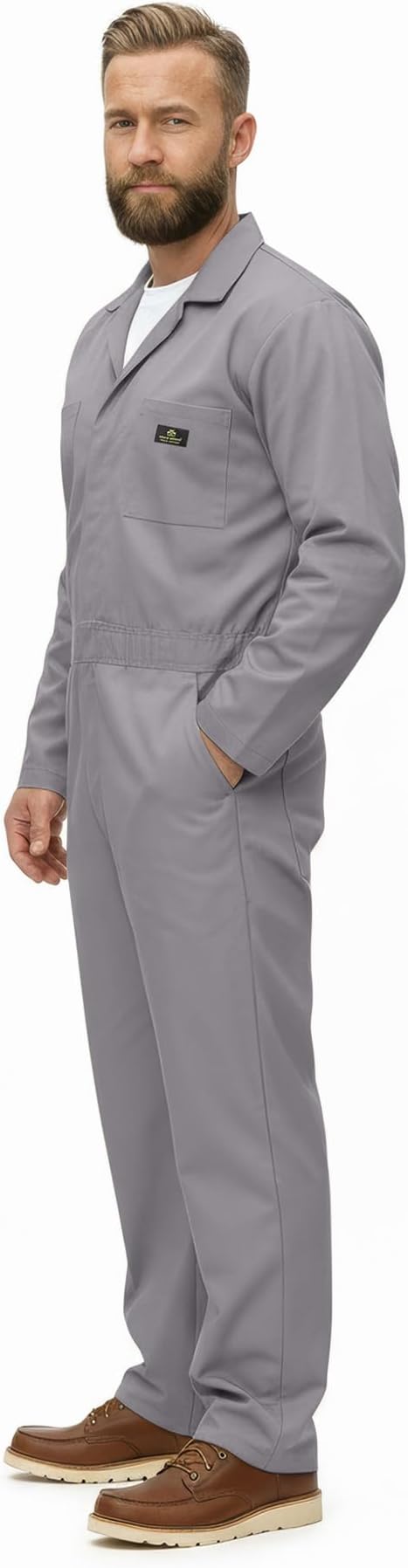 Natural Uniforms Mens Long Sleeve Zip Up Twill Coverall, Stain and Wrinkle Resistant