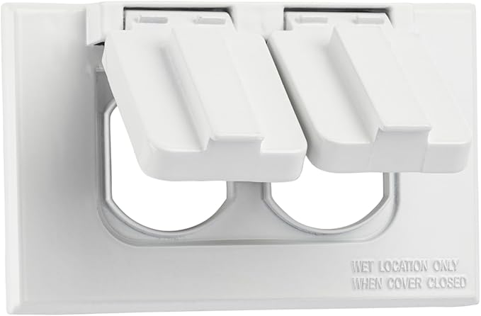 Sealproof 1-Gang Duplex Horizontal Weatherproof Outlet Cover, Single Gang Duplex Electrical Power Receptacle Protector, UL Listed, White