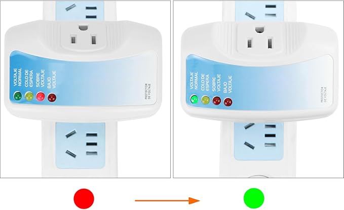 QWORK Voltage Protector 2-Pack for Major Appliances, 120V 1400W, Surge & Voltage Fluctuation Protection for Air Conditioners, TV/PC, Freezers