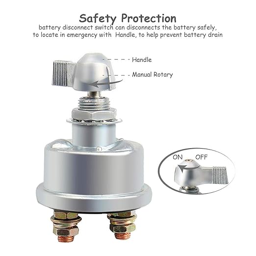 6276 PV 1 Pack Post 12v RV High Current Battery Disconnect Kill Switch for Truck, Boat, Lorry,2 Years Warranty, Silver, Model:6276 RV PV Battery Disconnect Switch 12V