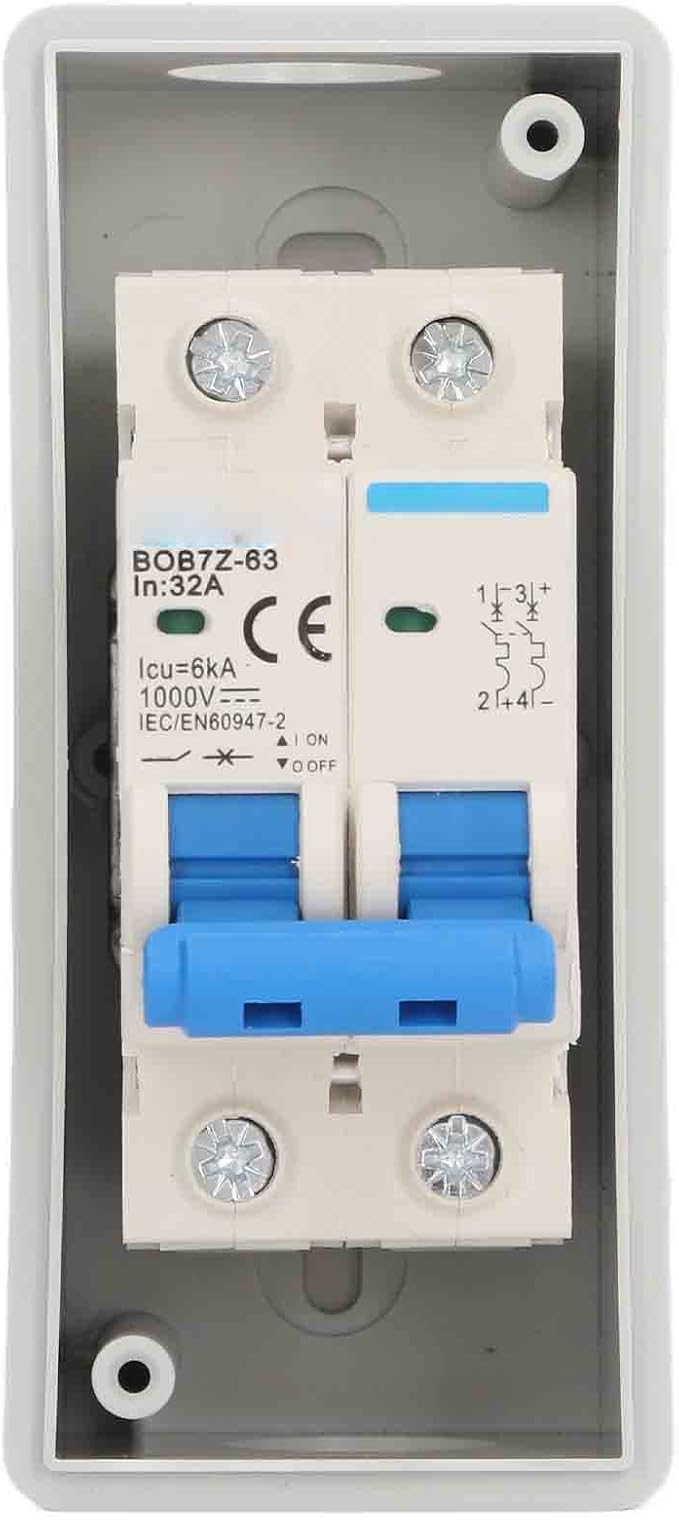 32A PV DC Disconnect Switch 1000V Solar Load Switching Air Switch Miniature Circuit Breaker with IP65 Distribution Box for Solar PV Power System