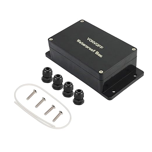 Electrical Box, Universal Junction Box,Dustproof Waterproof IP67 ABS Plastic Box,with Fixed Hole and 4pcs x M16 Cable Gland,6.2" x 3.5" x 2.4"/158 x 90 x 60mm,Black…