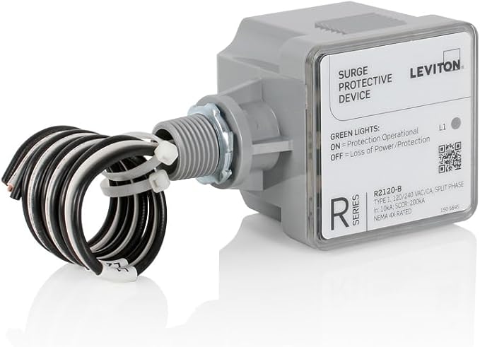 Leviton Type 1 Surge Protective Panel, Residential Home Surge Protection, 120/240 VAC, Split Phase, 36kA per Phase, R2120-B SPD