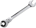 LOSCHEN 1PCS 19/32 Open Flex-Head Ratcheting Wrench, SAE Ratcheting Spanner with 72 Teeth, Chrome Vanadium Steel Tubing Ratchet Spanner