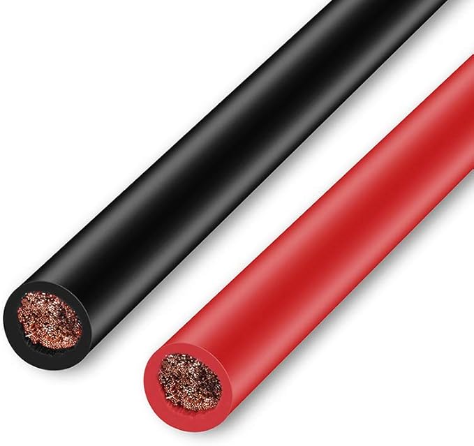 4 AWG Gauge Red + Black Pure Copper Battery Cables Power Inverter Wire Set for Solar, RV, Car, Boat, Automotive, Marine, Motorcycle with 3/8 in Lugs (4 AWG, 1.5 Feet)