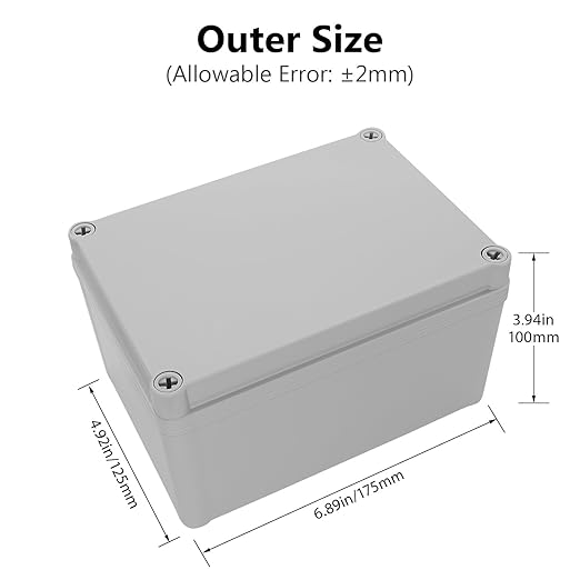 LeMotech Junction Box IP67 Waterproof Dustproof ABS Plastic Project Box for Electrical Outdoor Enclosure Gray 6.9 x 4.9 x 3.9 inch (175 x 125 x 100 mm)