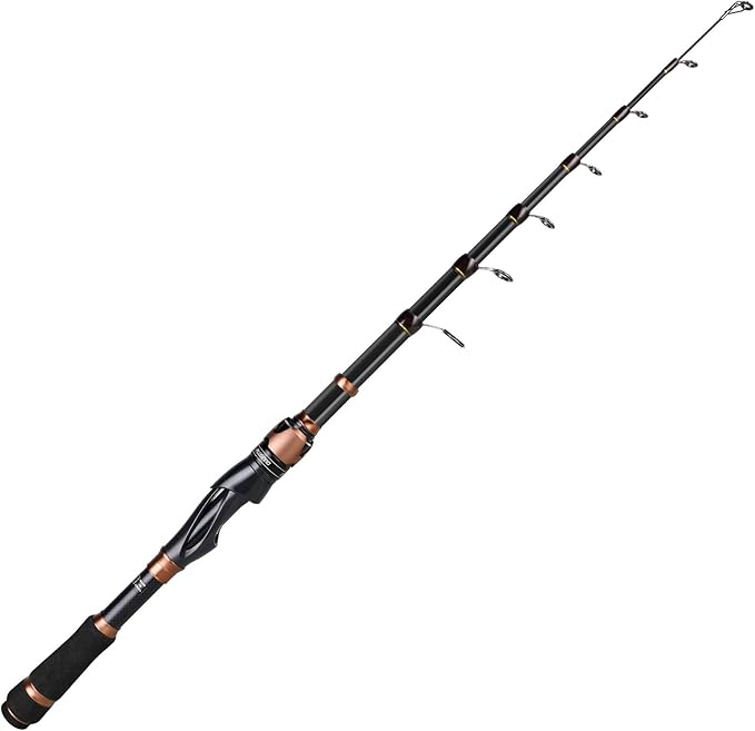 PLUSINNO Fishing Rod and Reel Combos, Bronze Warrior Toray IM6 Carbon Matrix Telescopic Fishing Rod Pole, 12 +1 Shielded Bearings Stainless Steel BB Spinning Reel, Travel Freshwater Fishing Gear