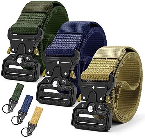 DOOPAI Tactical Belt for Men, 3Pack Military Nylon Web with Heavy Duty Quick Release Metal Buckle