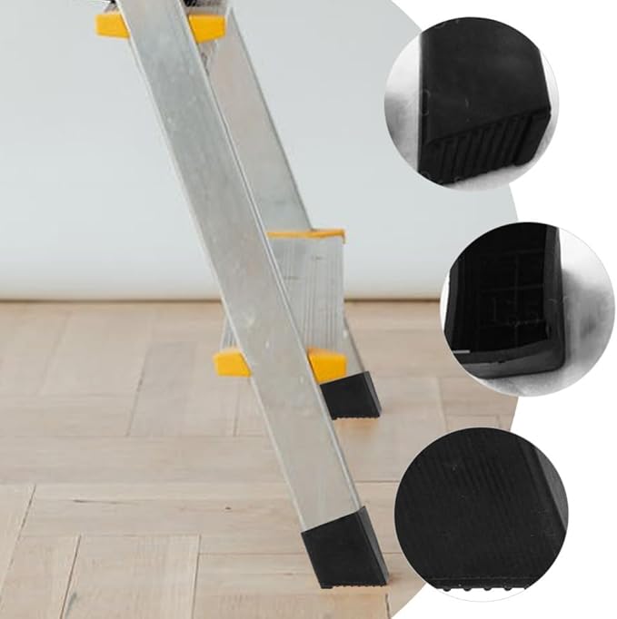 Operitacx Ladder Feet Covers 6Pcs 1.57 Inch Square Non-Slip Rubber Caps for Folding Household Step Ladder Floor Protection and Stability