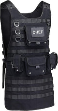 Tactical Molle Apron - 2 Large Pouches and 3 Smaller Pouches, Front and Back Removable Patch with Adjustable Side Strap for the Perfect Fit