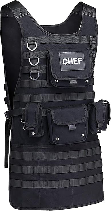 Tactical Molle Apron - 2 Large Pouches and 3 Smaller Pouches, Front and Back Removable Patch with Adjustable Side Strap for the Perfect Fit