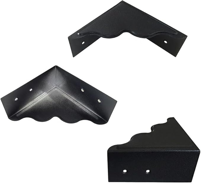 Black Metal Corner Protector 3.7 x 3.7 x 1.5 Inch Pack of 4, Vintage Decorative Corner Guards forTable, Barn Sliding Door,Wood Frames, Boxes, Desk Furniture Angle Edge Protection