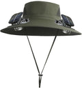 Men Women Wide Brim Sun Hats with 2 Solar Fan Waterproof Breathable Bucket Hat Outdoor Fishing Hat for Hiking Camping