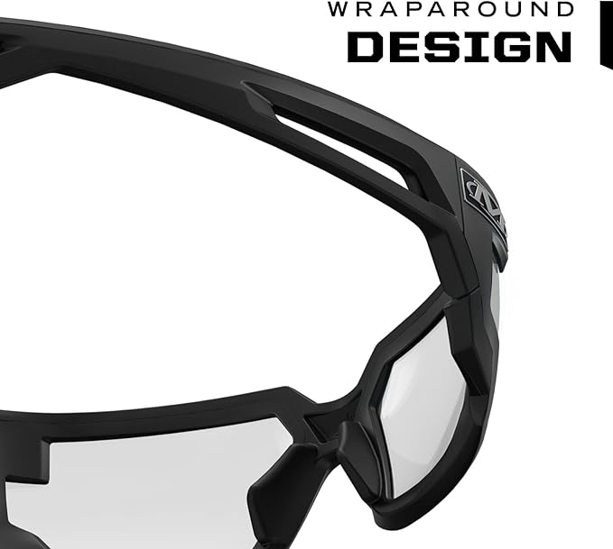 Mechanix Wear Type-X Clear Lens Safety Glasses - Anti-Fog Polycarbonate Industrial Safety Glasses - Ventilated Temples & Scratch-Resistant Lenses - Black Frame