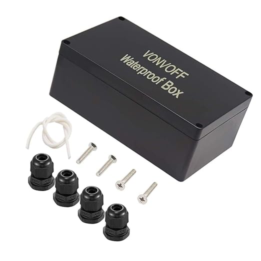 Electrical Box, Universal Junction Box,Dustproof Waterproof IP67 ABS Plastic Box,with 4pcs x M16 Cable Gland,6.2" x 3.5" x 2.4"/158 x 90 x 60mm,Black