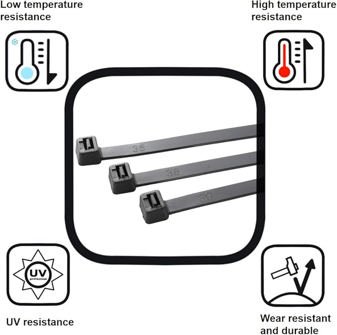 Zip Ties, Cable Ties, 1000Pcs 12Inch 48Lb Tensile Strength Black Premium Self-Locking Nylon Zip Ties For Home Office, Garden, Workshop Fences
