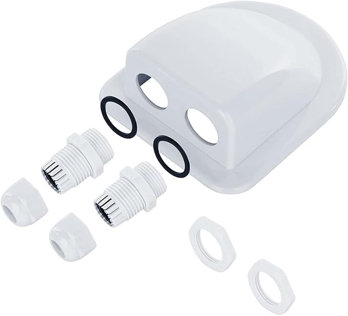Solar Cable Entry Gland, Waterproof Solar Double Cable Connector Cover Solar Photovoltaic Plastic Bracket Curved ABS Dual Cable Entry Housing for Solar Panels of RV, Caravan Boat