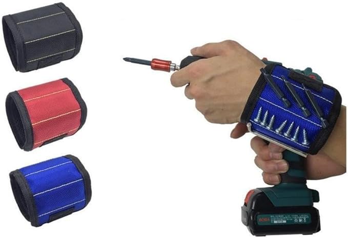 Magnetic Wristband for Tools – Adjustable Tool Holder with Strong Magnets – Ideal for Screws, Nails, Bolts, Drill Bits – Perfect for DIY, Carpentry, and Construction Work (blue, 1)
