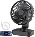 Oscillating Small Desk Fan, with USB Rechargeable Battery, Ultra Quiet, 4 Speeds, 13-Hour Runtime, Wall-Mount Option, Quiet Fan, Home, Bedroom and Office, Black
