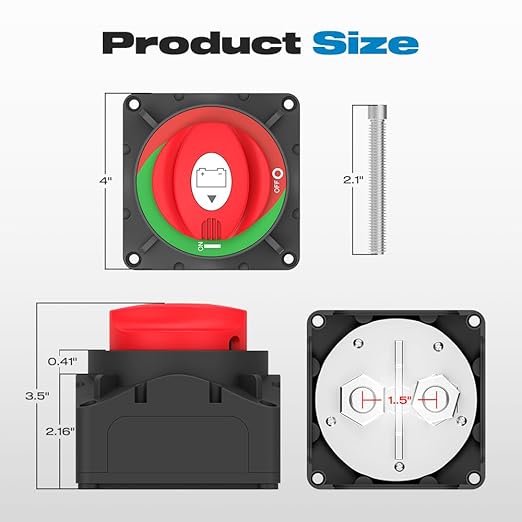 On/Off 600A Battery Disconnect Switch 12-48V Heavy-Duty Master Isolator Cut-Off Switch for Car, Truck, RV, Boat, Marine Vehicle